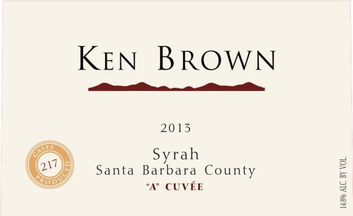 Ken Brown A Cuvee Syrah 2013 Front Label