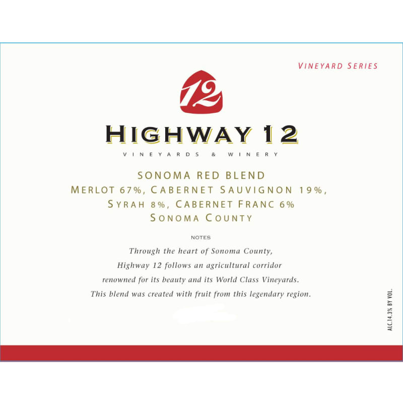 Highway 12 Sonoma Red Blend 2012 Front Label