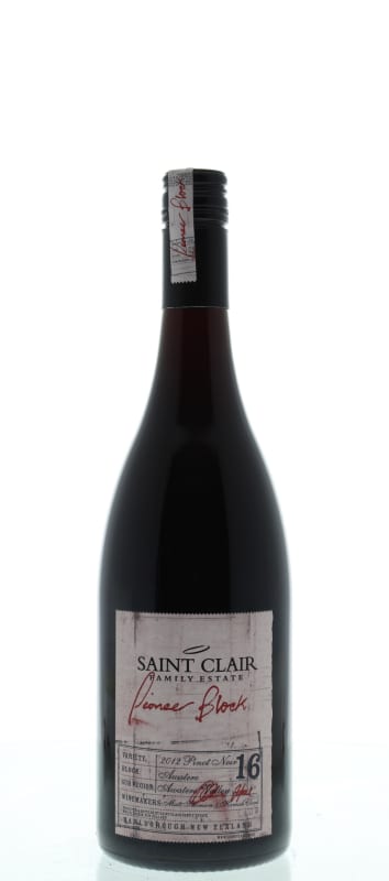 Saint Clair Pioneer Block 16 Awatere Pinot Noir 2012 Front Bottle Shot