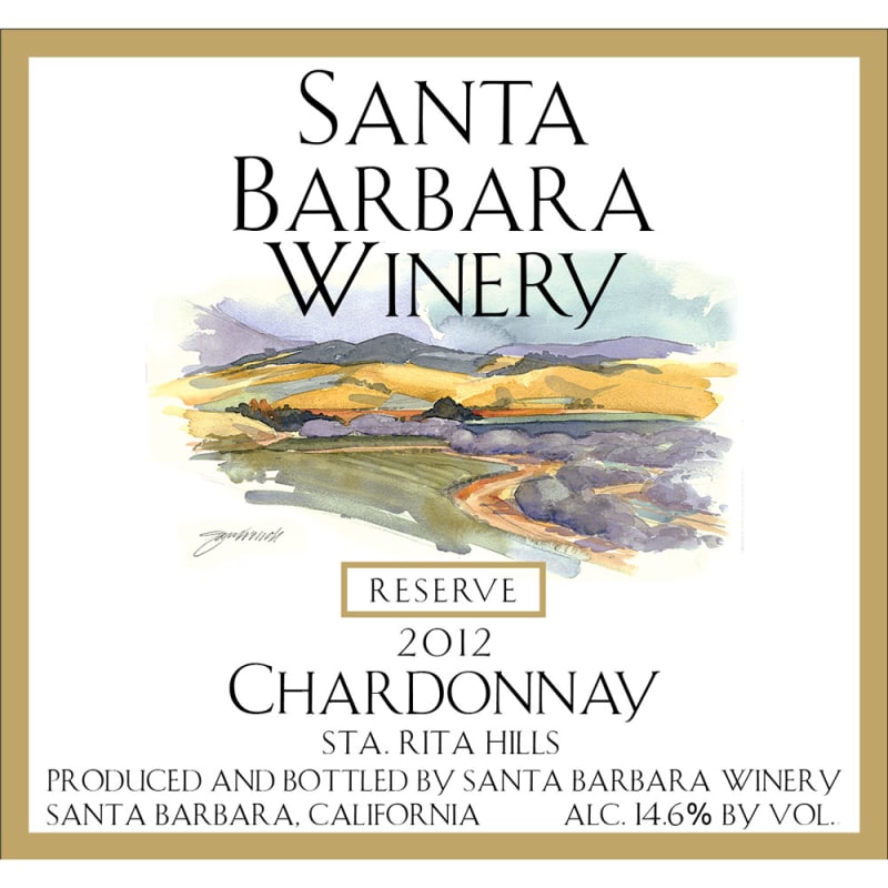 Santa Barbara Winery Reserve Chardonnay 2012 Front Label