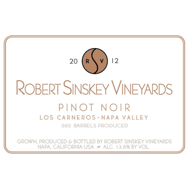 Robert Sinskey Los Carneros Pinot Noir (375ML half-bottle) 2012 Front Label