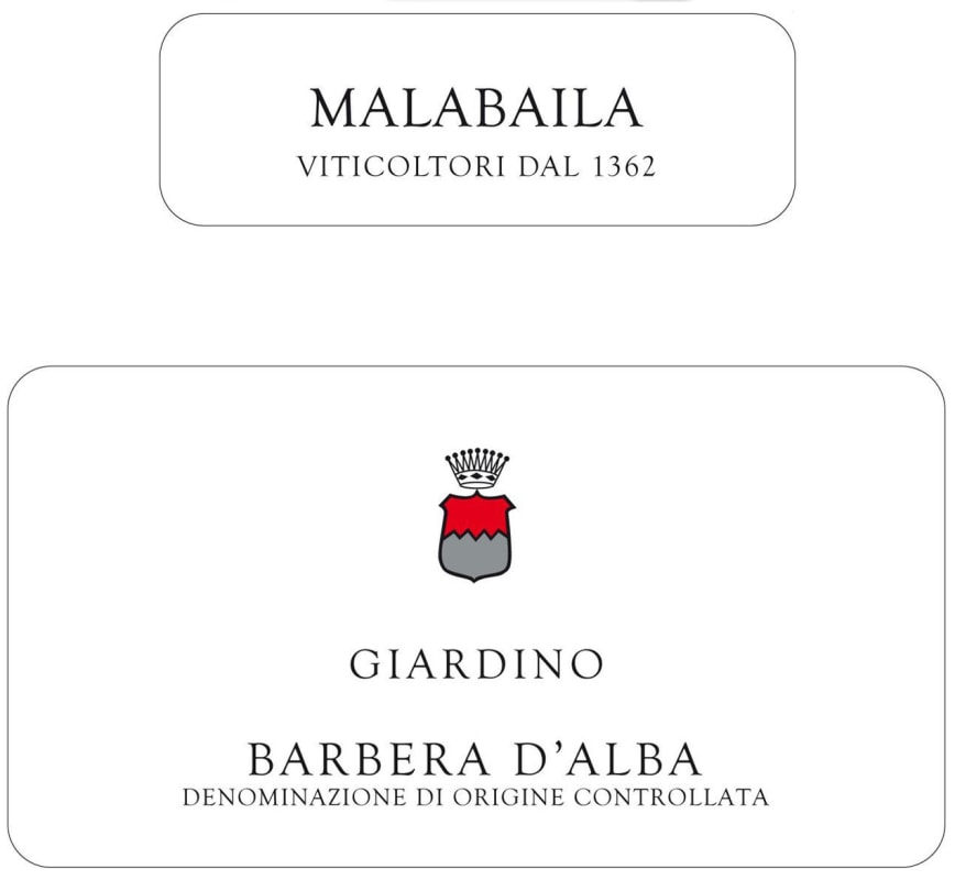 Malabaila Barbera d'Alba Giardino 2014 Front Label