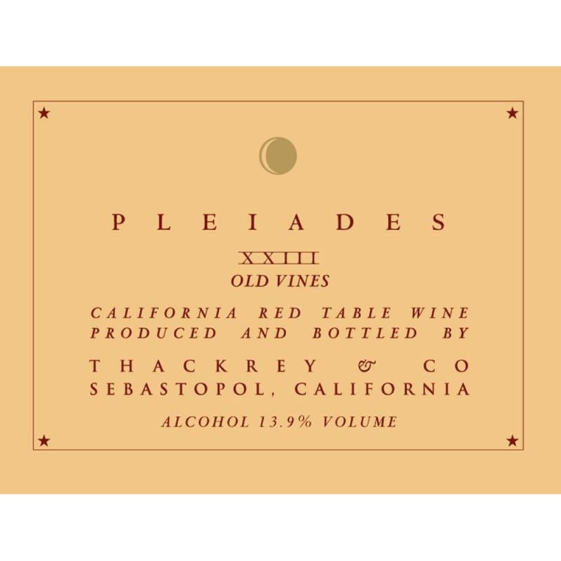 Sean Thackrey Pleiades XXIII Old Vines Red Blend Front Label