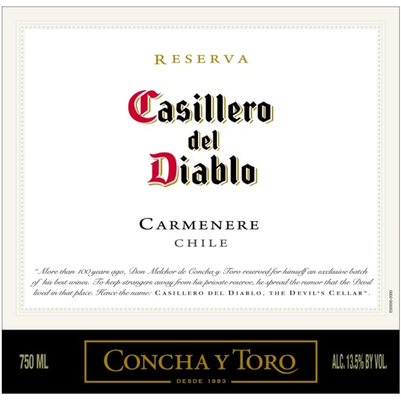 Casillero del Diablo Carmenere 2013 Front Label