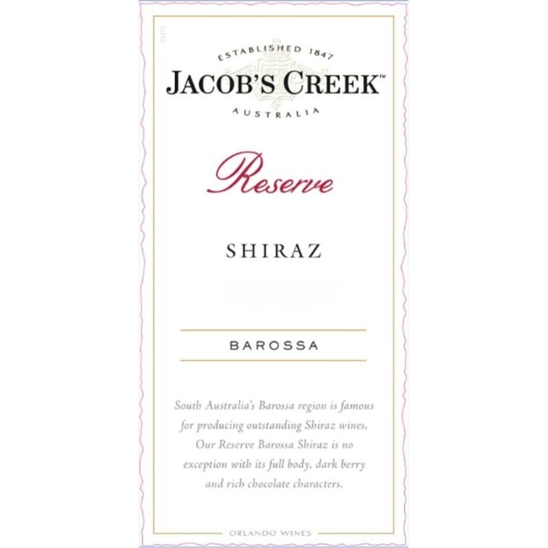 Jacob's Creek Reserve Shiraz 2012 Front Label