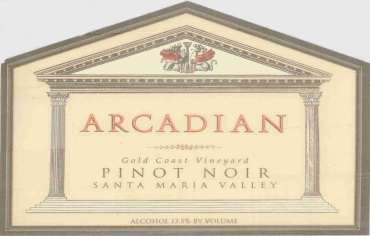 Arcadian Gold Coast Vineyard Pinot Noir 2008 Front Label