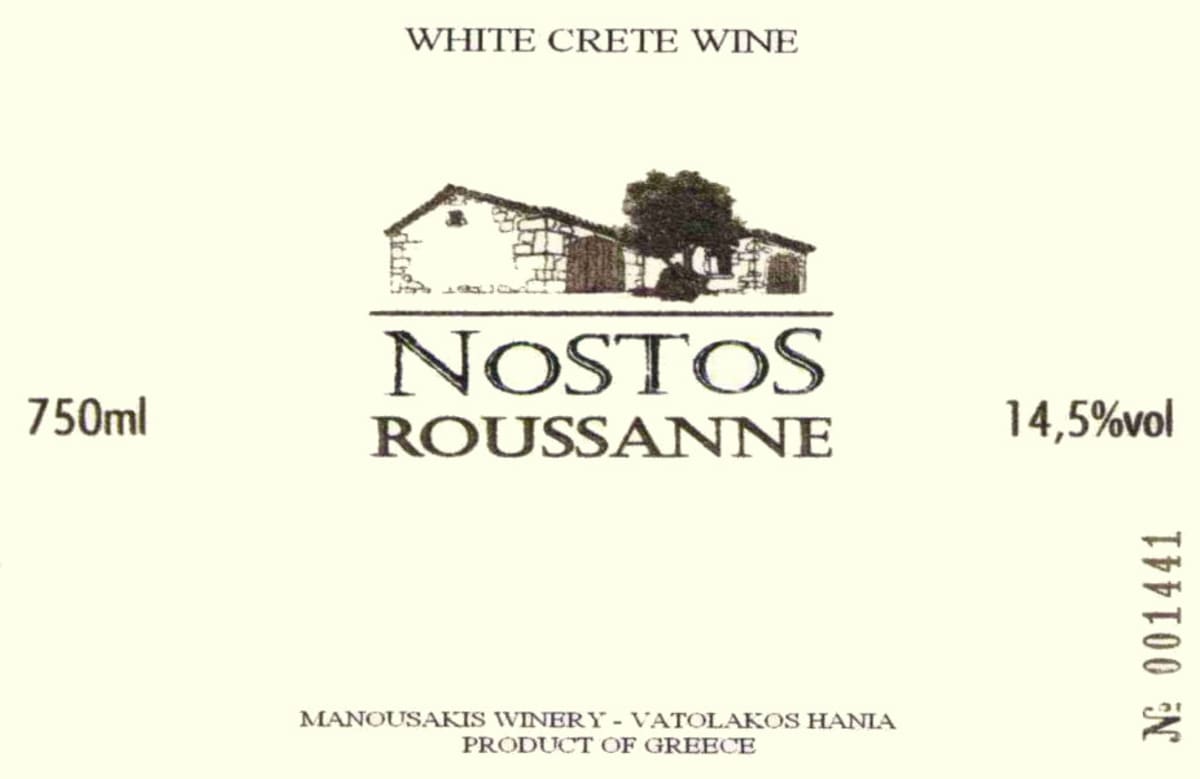 Manousakis Estate Nostos Roussanne 2016 Front Label