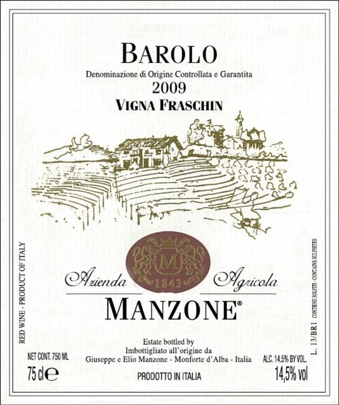Manzone Vigna Fraschin Barolo 2009 Front Label