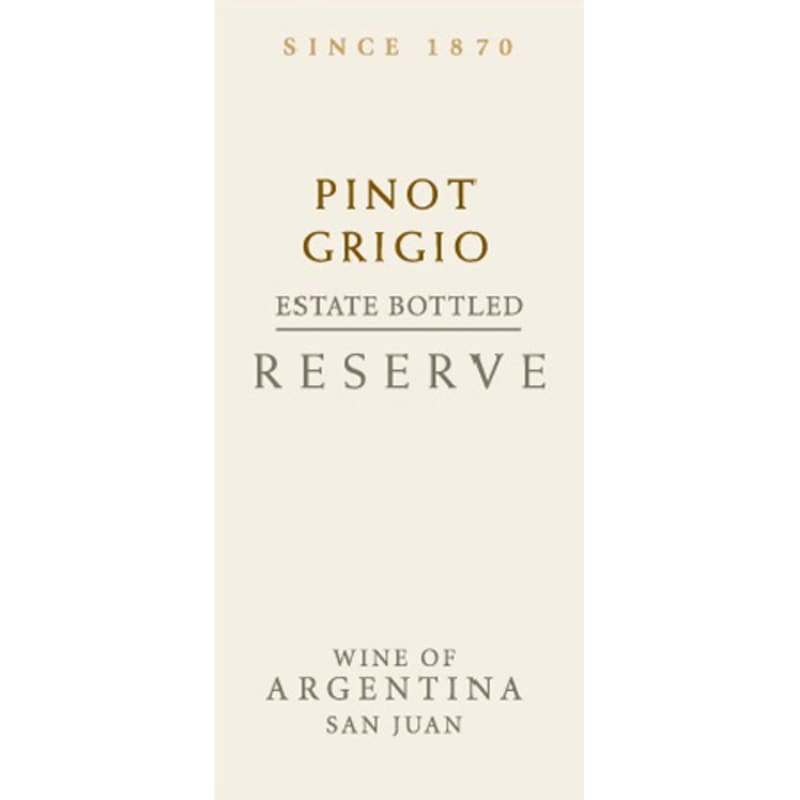 Graffigna Centenario Reserve Pinot Grigio 2013 Front Label