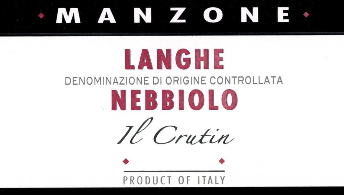 Manzone Langhe Il Crutin Nebbiolo 2013 Front Label