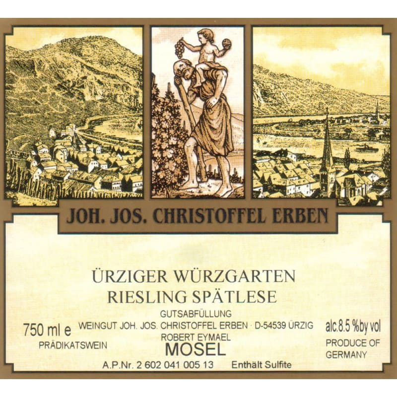 J.J. Christoffel Urziger Wurzgarten Riesling Spatlese 2013 Front Label