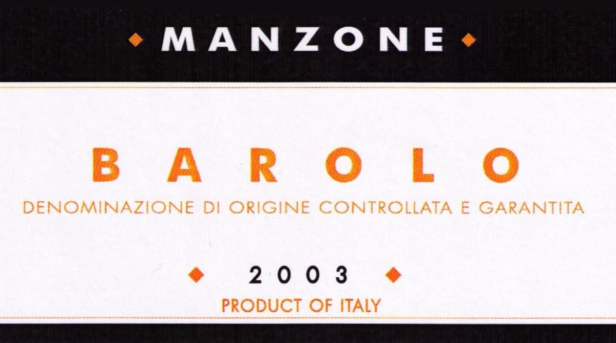 Manzone Barolo 2003 Front Label