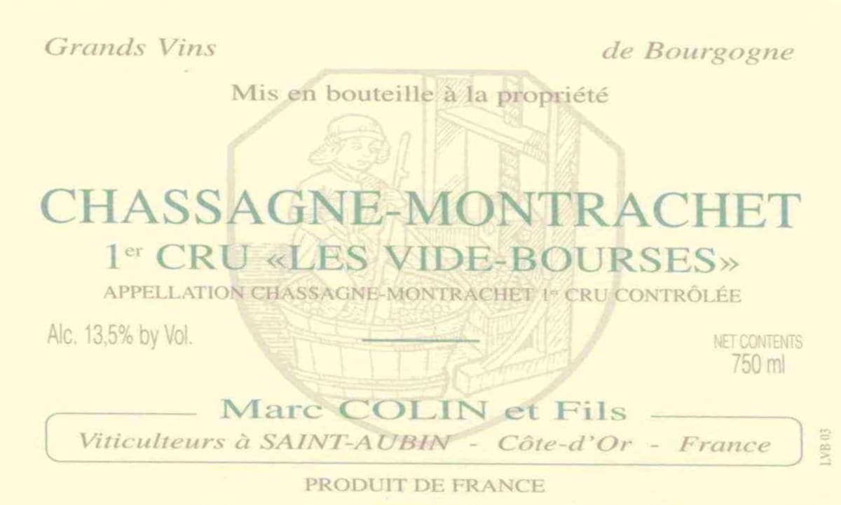 Marc Colin Chassagne-Montrachet Les Vide Bourses Premier Cru 2006 Front Label
