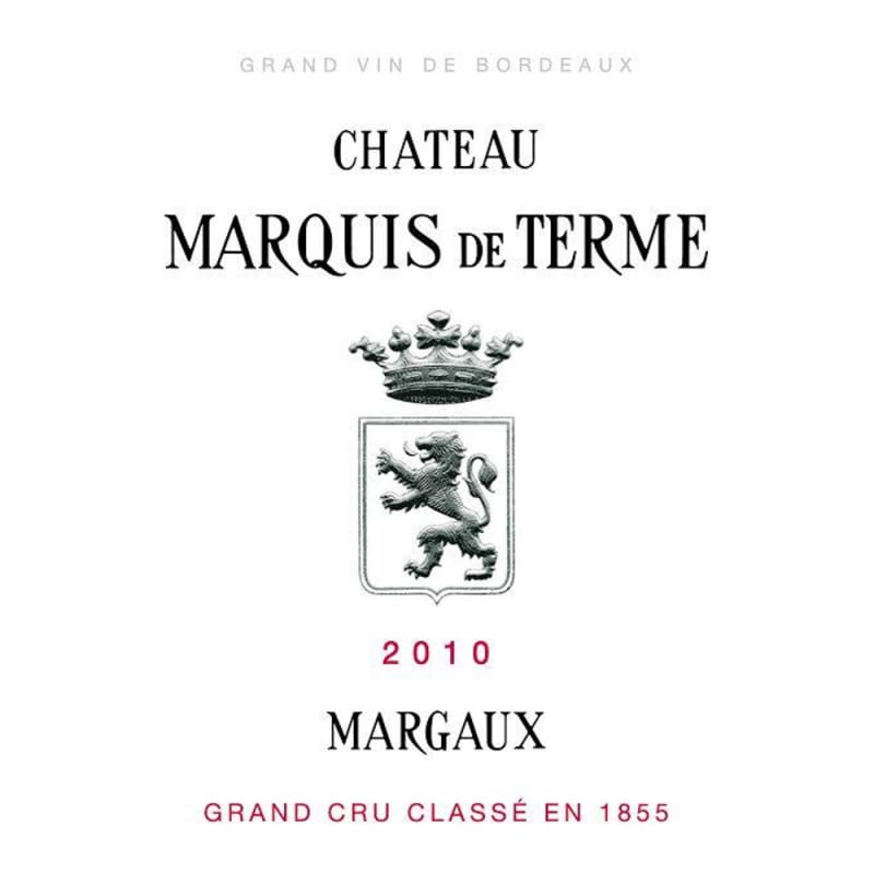 Chateau Marquis de Terme 2010 Front Label