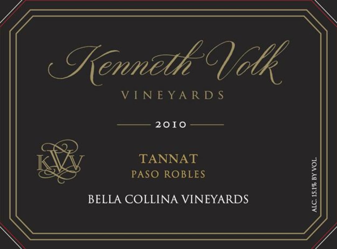 Kenneth Volk Bella Collina Vineyard Tannat 2010 Front Label