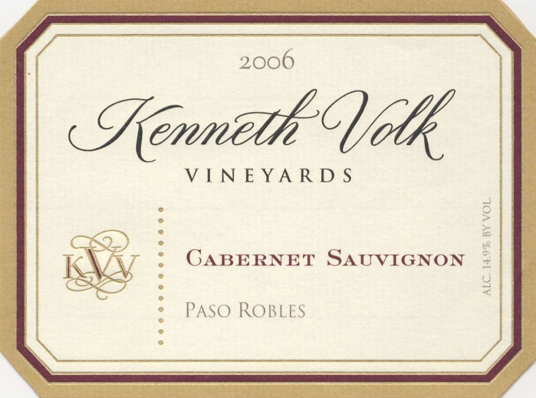 Kenneth Volk Paso Robles Cabernet Sauvignon 2006 Front Label