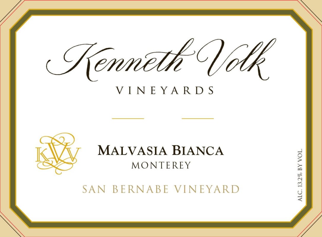 Kenneth Volk San Bernabe Vineyards Malvasia Bianca 2012 Front Label