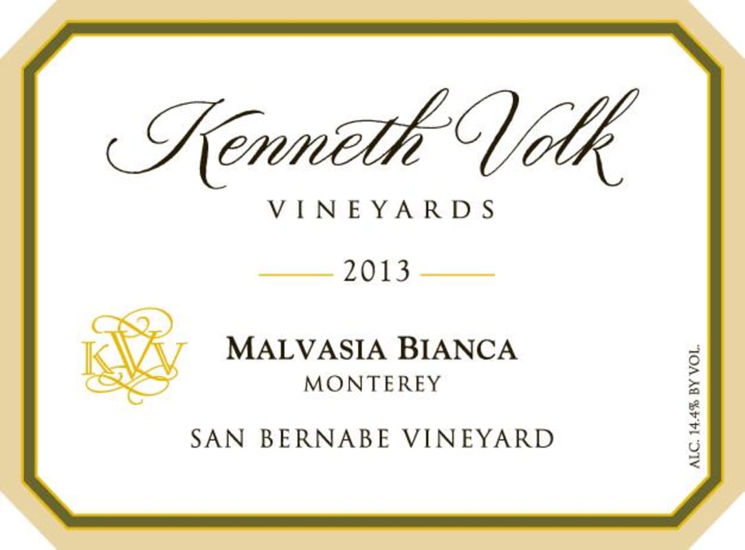Kenneth Volk San Bernabe Vineyards Malvasia Bianca 2013 Front Label