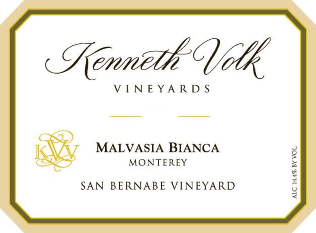 Kenneth Volk San Bernabe Vineyards Malvasia Bianca 2014 Front Label
