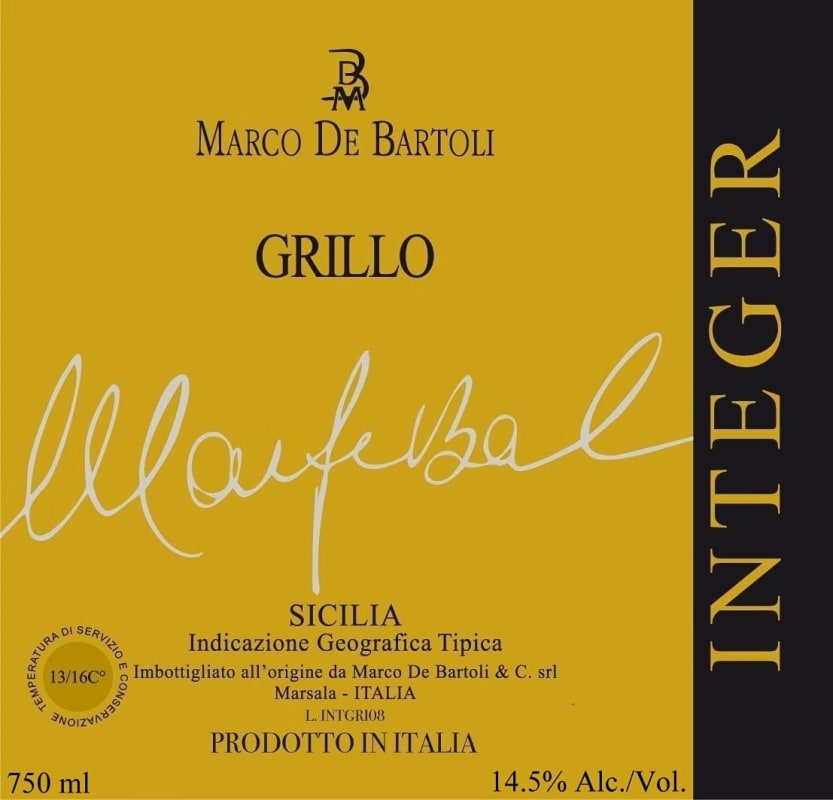 Marco De Bartoli Grillo Integrale 2014 Front Label