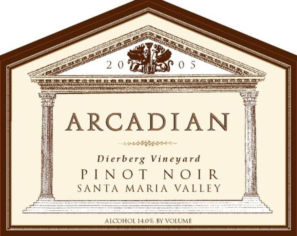 Arcadian Dierberg Vineyard Pinot Noir 2005 Front Label