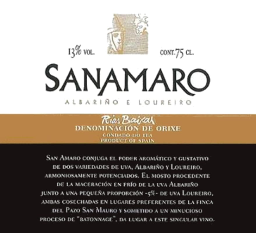 Pazo San Mauro Sanamaro 2012 Front Label