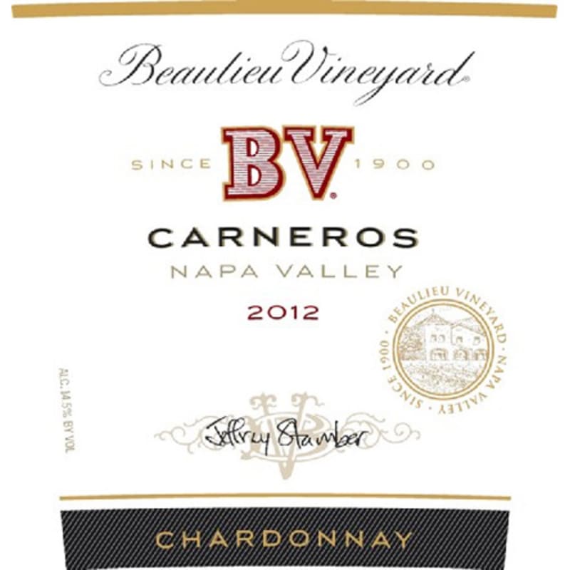 Beaulieu Vineyard Carneros Chardonnay 2012 Front Label