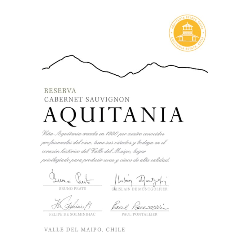 Aquitania Cabernet Sauvignon Reserva 2012 Front Label