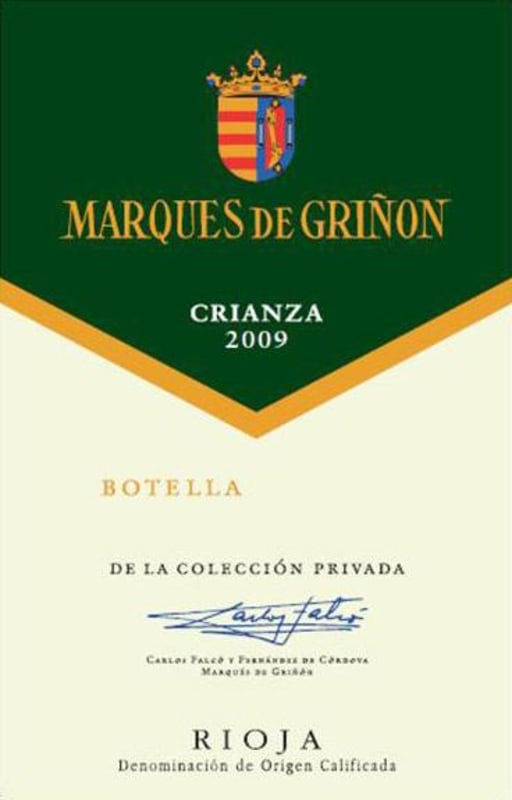 Marques de Grinon Rioja Crianza 2009 Front Label