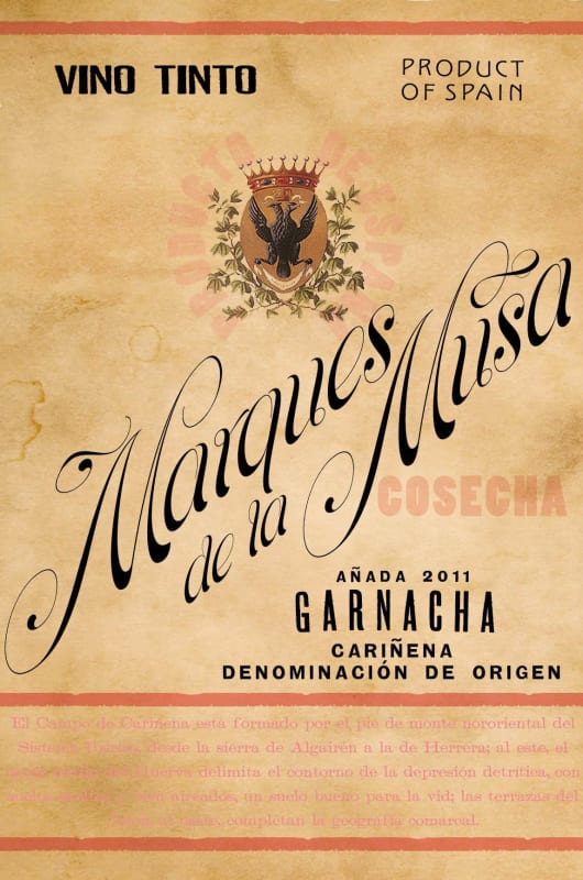 Marques de la Musa Garnacha 2011 Front Label