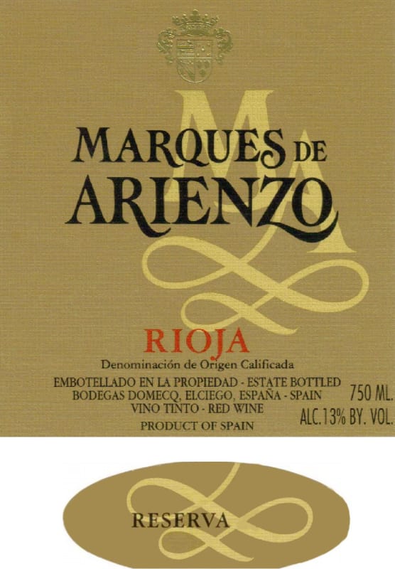 Marques de Riscal Marques de Arienzo Reserva 2002 Front Label