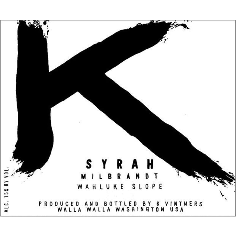 K Vintners Milbrandt Syrah 2013 Front Label
