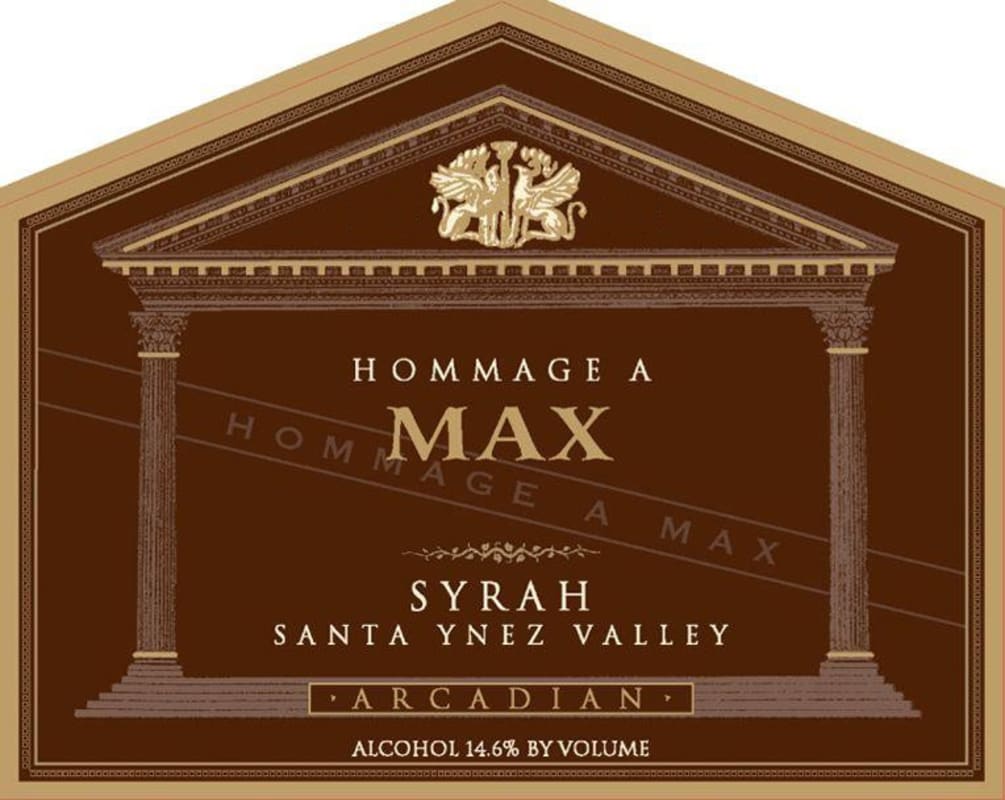 Arcadian Hommage a Max Syrah 2004 Front Label