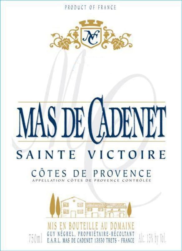 Mas de Cadenet Sainte Victoire Rose 2012 Front Label