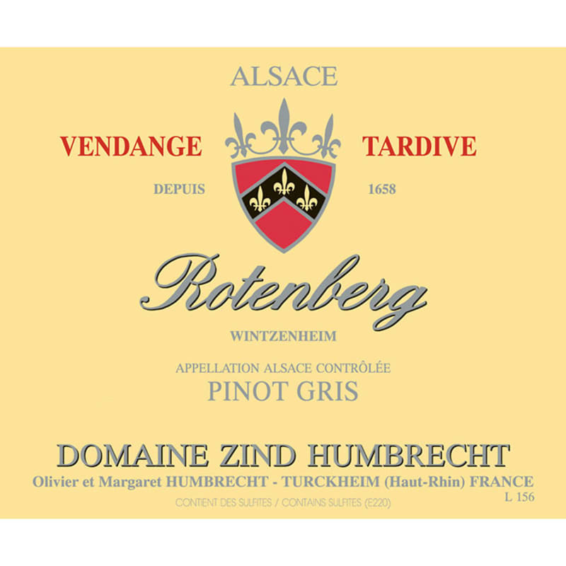 Zind-Humbrecht Rotenberg Vendage Tardive Pinot Gris 1995 Front Label