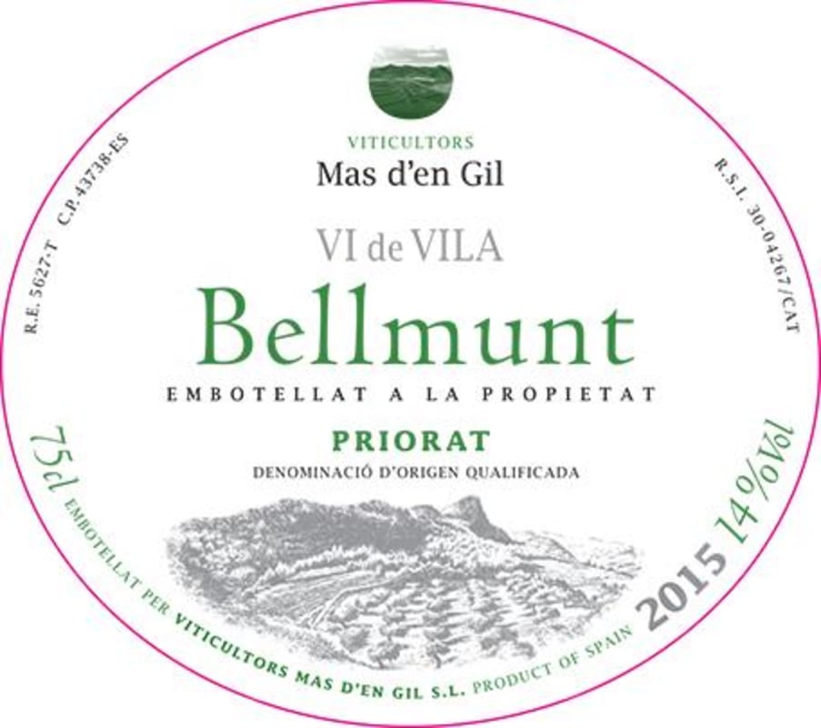 Mas d'en Gil Vi de Villa Bellmunt Blanco 2015 Front Label