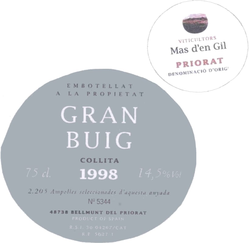 Mas d'en Gil Gran Buig Gran Reserva 1998 Front Label