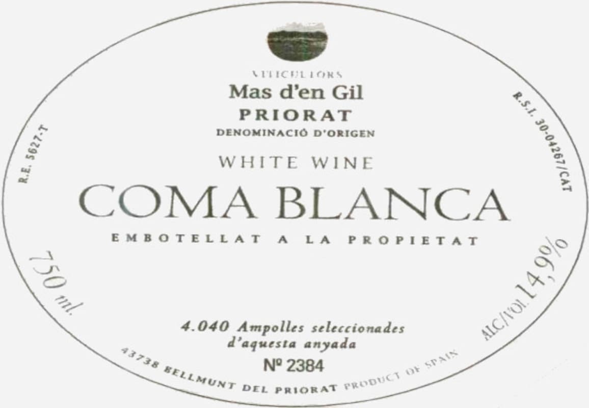 Mas d'en Gil Coma Blanca 2005 Front Label
