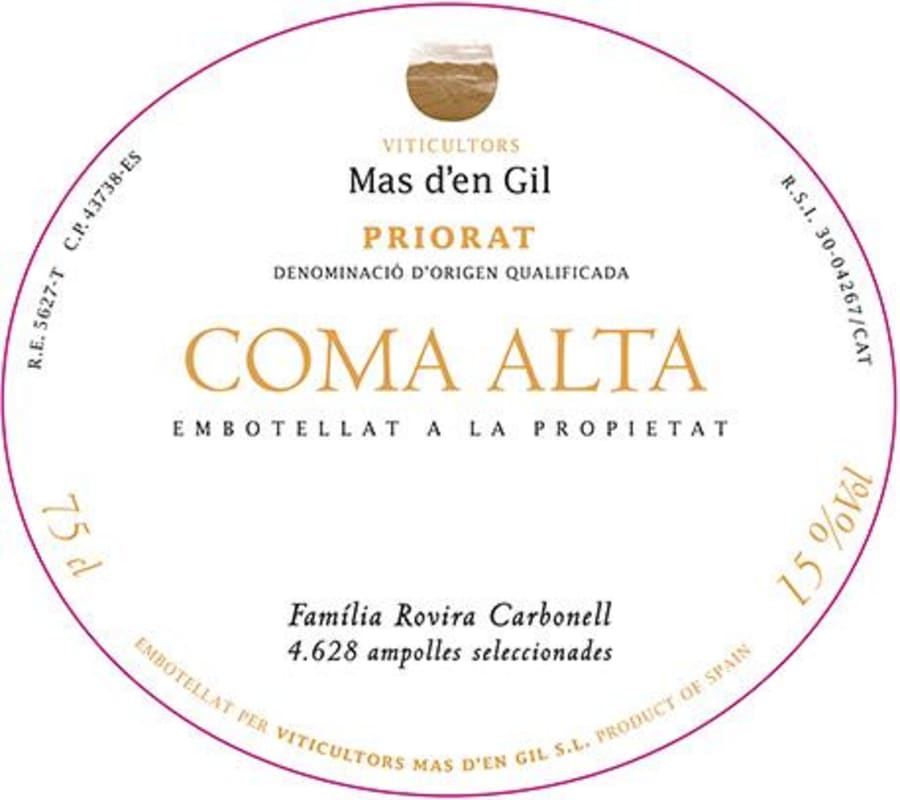 Mas d'en Gil Coma Alta 2013 Front Label