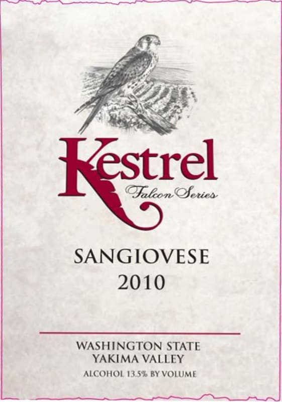 Kestrel Vintners 'Falcon Series' Sangiovese 2010 Front Label