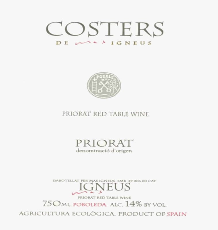 Mas Igneus Costers de Mas Igneus 2001 Front Label