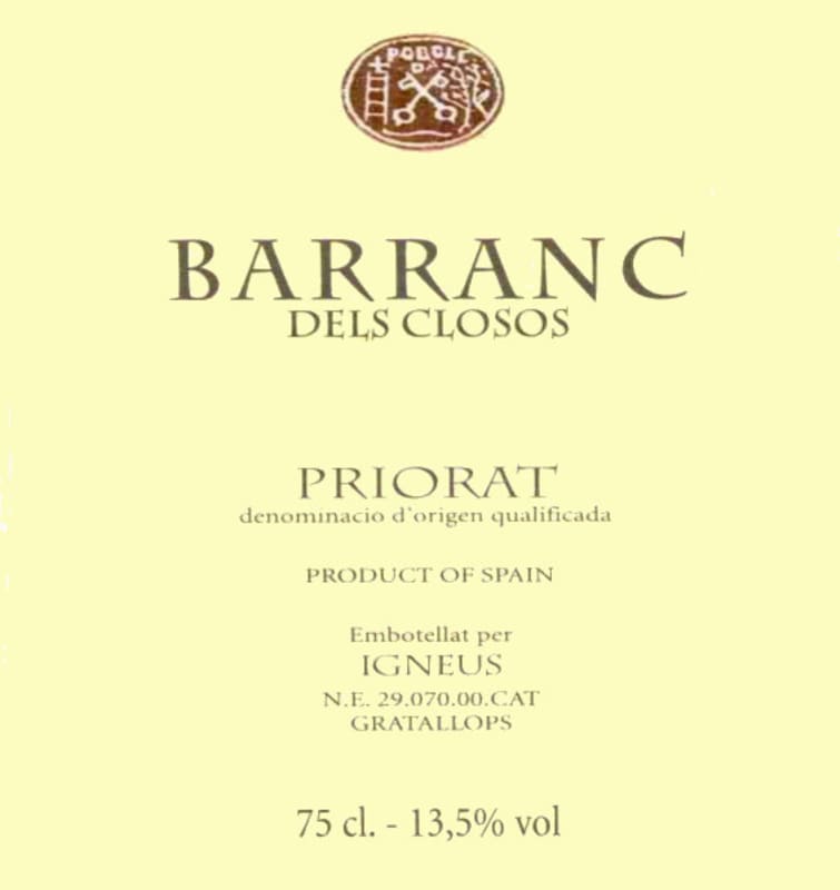 Mas Igneus Barranc dels Closos Blanc 2011 Front Label