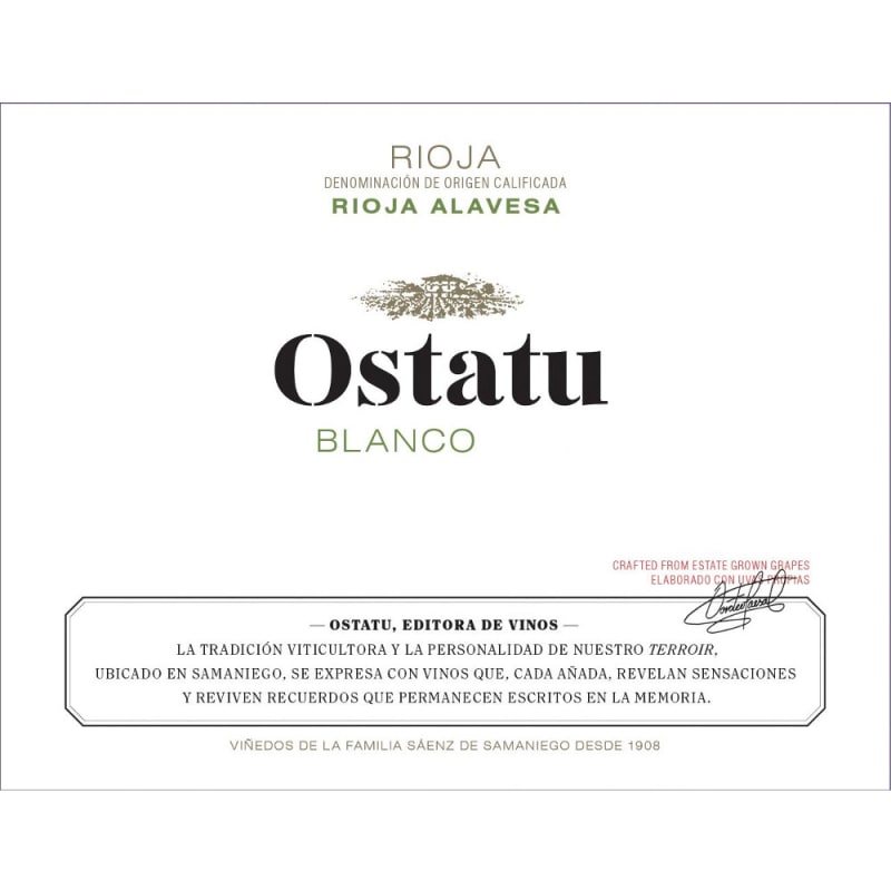 Ostatu Rioja Blanco 2014 Front Label
