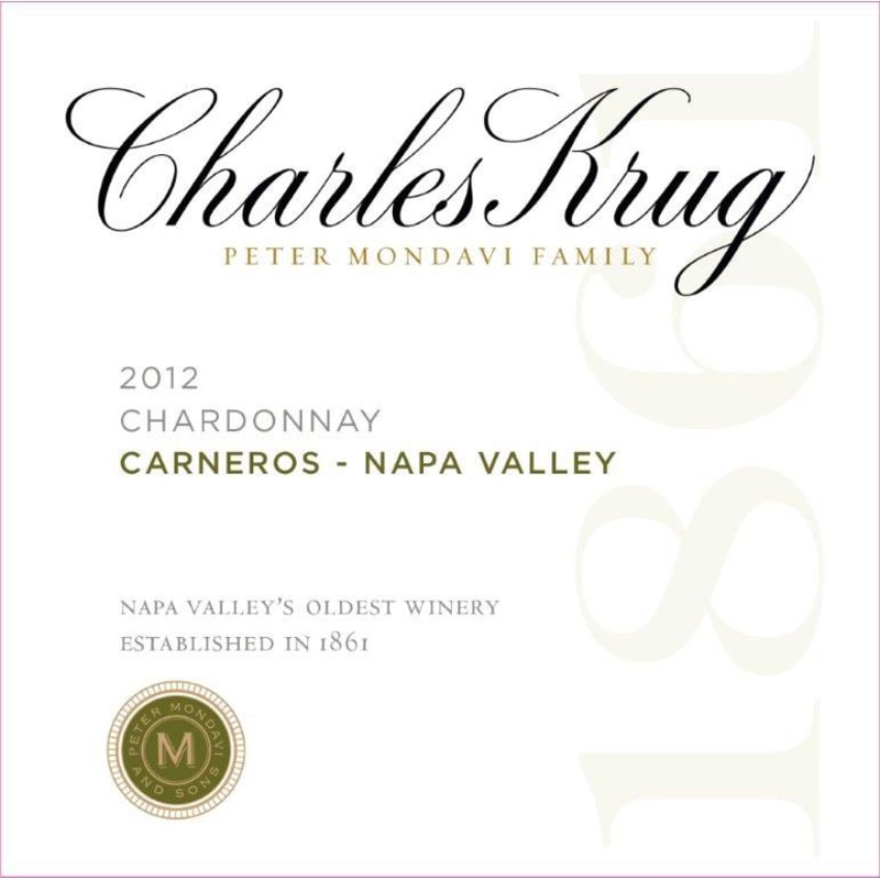 Charles Krug Carneros Chardonnay 2012 Front Label
