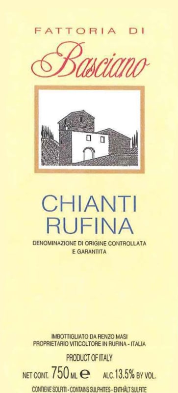Renzo Masi Chianti Rufina Fattoria di Basciano 2011 Front Label