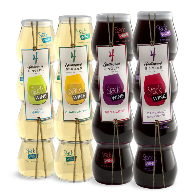 Stack Wine (16/187ML singles) Sampler Pack: Chardonnay, Pinot Gris, Red Blend & Cab Gift Product Image