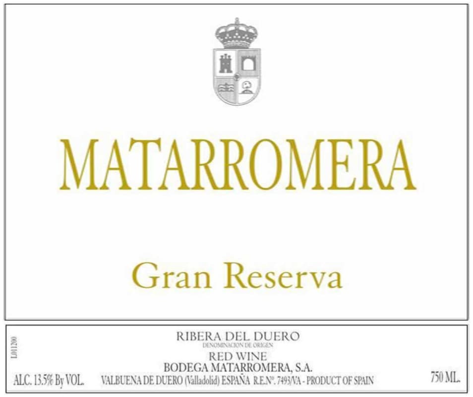 Bodegas Matarromera Gran Reserva 2001 Front Label