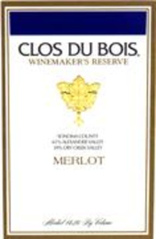 Clos du Bois Winemaker Reserve Merlot 1997 Front Label
