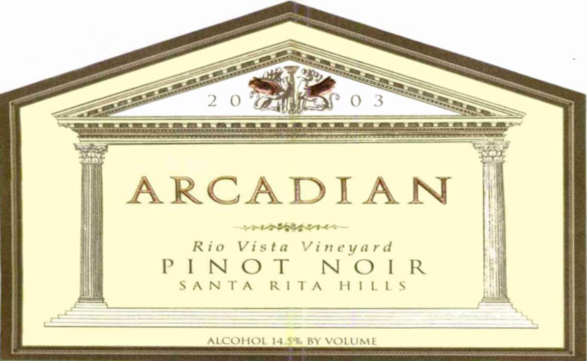 Arcadian Rio Vista Vineyard Pinot Noir 2003 Front Label