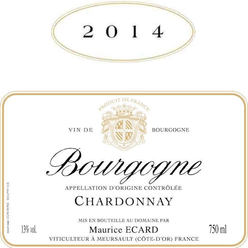 Dom. Maurice Ecard Bourgogne Chardonnay 2014 Front Label